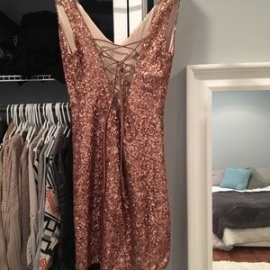 Gorgeous rose gold sequined Bebe dress